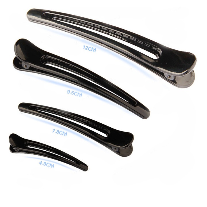 Комплект щипки за коса 12 бр, AMRINUGL, силен захват, материал полистирен, черни, 4,9 см