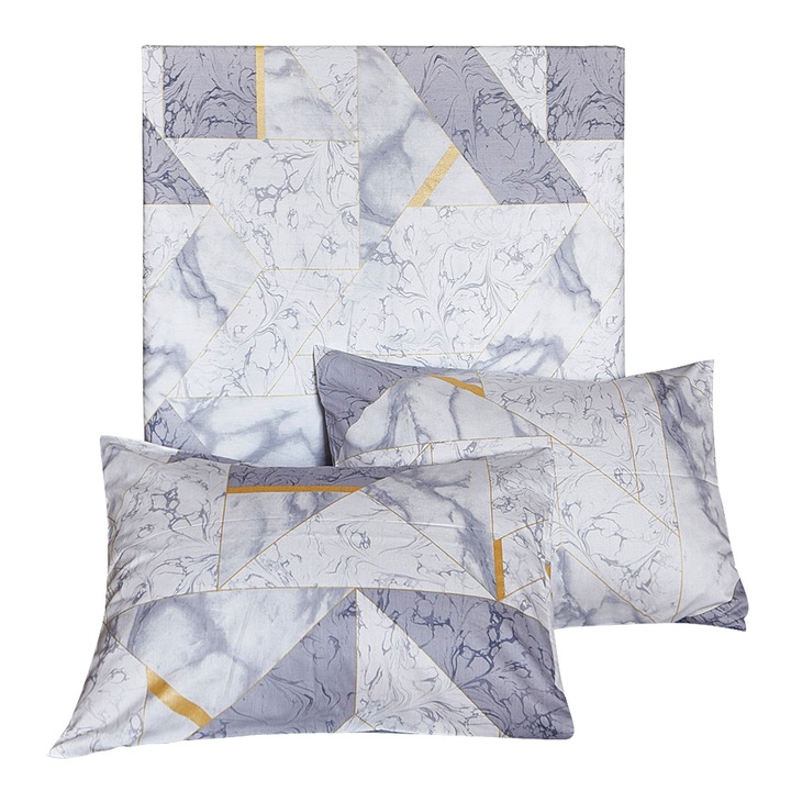 Jormftte ágyneműhuzat garnitúra, pamut, arany háromszög mintás, 264x229cm, 51x102cm (2 párna)