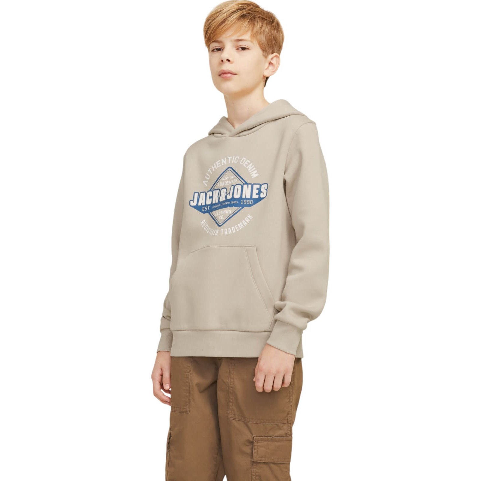 ※H c-boy style (vol.1191) Hanorac JACK &JONES Logo Sweat Hood JNR Bej 152 CM - eMAG.ro