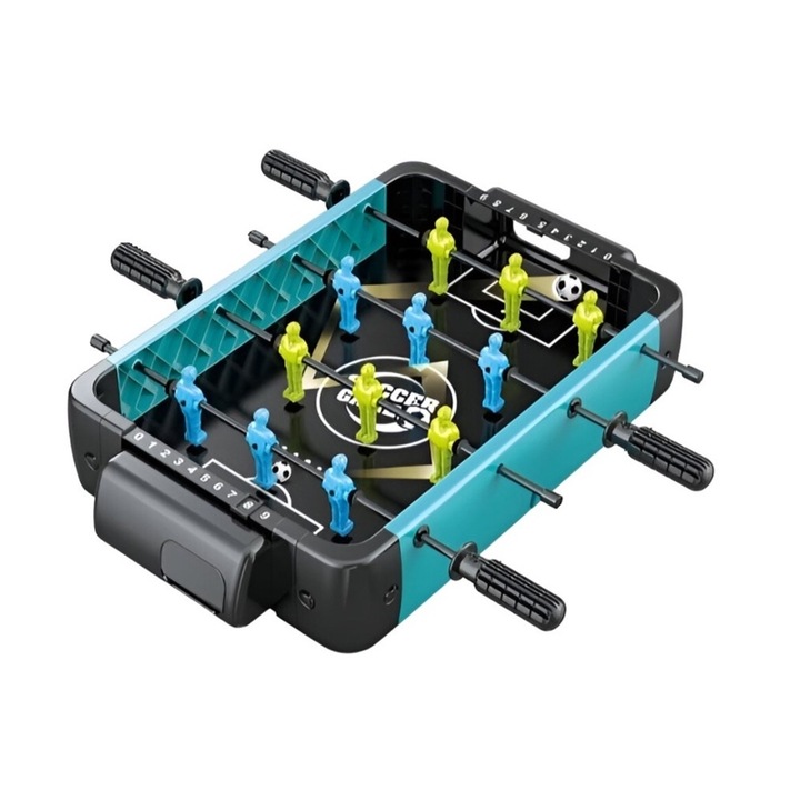 Masa de Fotbal cu Teren si 12 Jucatori, OPTIM SOLUTION, 4 Manere, 2 Mingi, cu Tablou Scor, din ABS, 36.5 x 22.5 x 6.6 cm, pentru Copii/ Adulti, Distractiv si Interactiv, Multicolor