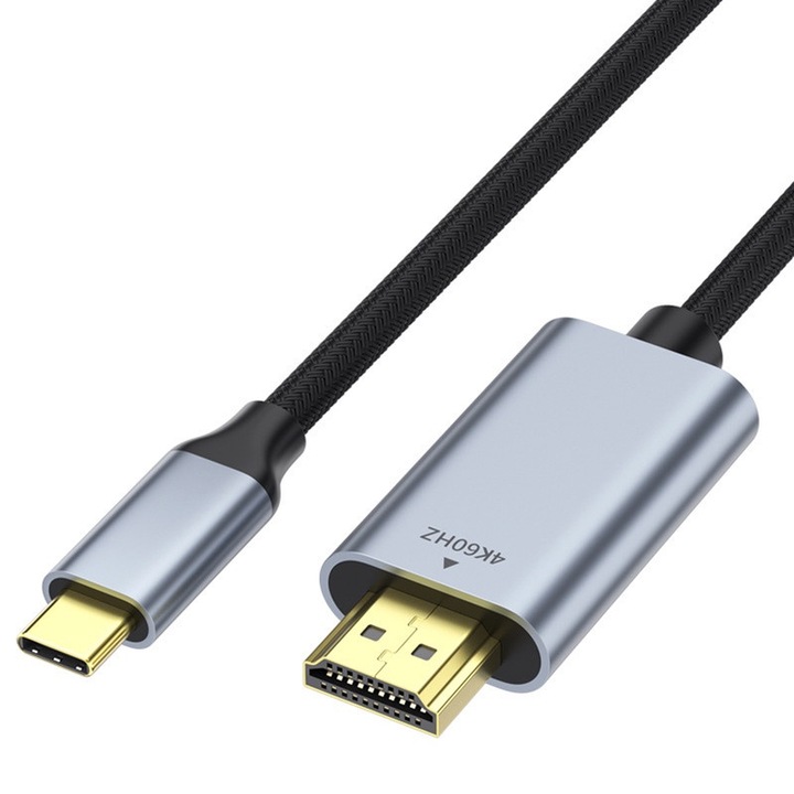 Кабел USB-C към HDMI 4K 60Hz, CeruleTree, сребрист, 3 м, издръжлив