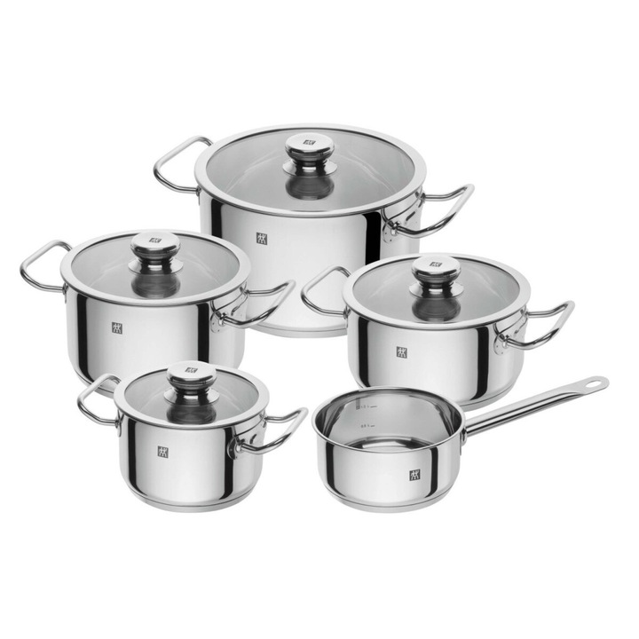 5db edény készlet Zwilling, rozsdamentes acél, 1,5l, 2l, 3l, 4l, 6l, 20x24cm, ezüst