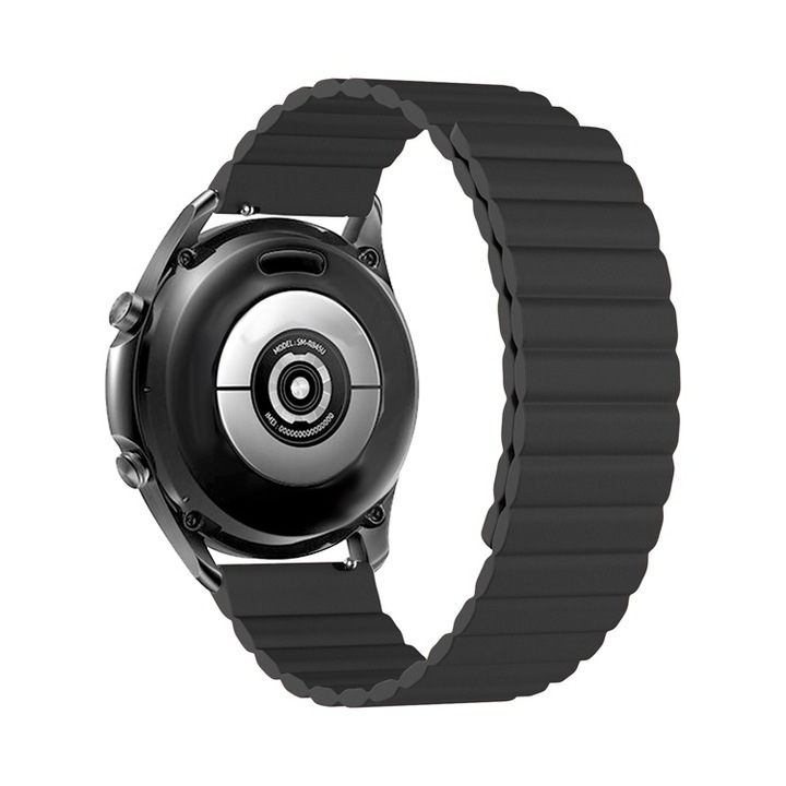 Univerzális Vogo® óraszíj, amely kompatibilis a következőkkel: Xiaomi, Huawei Watch, Garmin, Amazfit, Samsung Galaxy Watch, 20 mm, L méret, szilikon, fekete