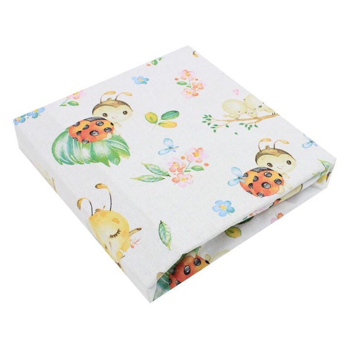 Cearceaf patut, bumbac, Bees, 140x70 cm, multicolor