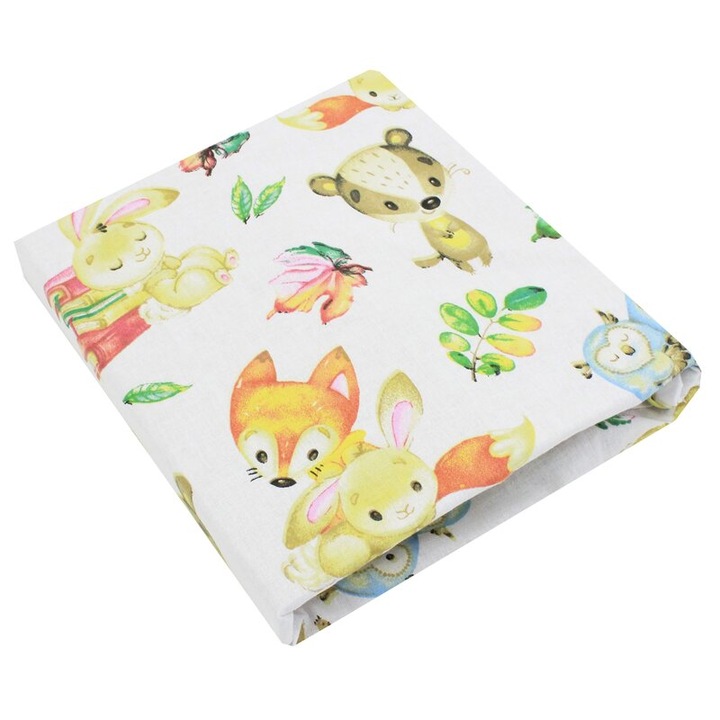 Cearceaf patut, bumbac, Owls, 120x60 cm, multicolor