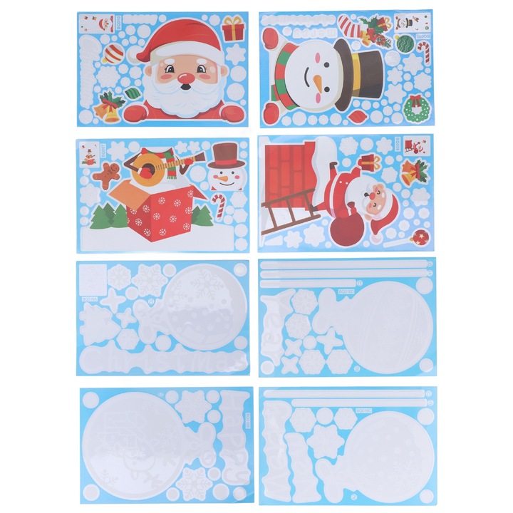 Karácsonyi dekorációs matricakészlet, Jormftte, 8 darab, PVC, többszínű