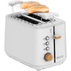 Prajitor de paine ECG ST 2768 Timber White, 925 W, 2 felii, 7 trepte, otel inoxidabil, elemente din lemn, alb