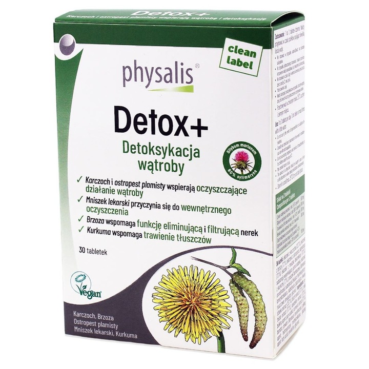 Supliment detoxifiere Detox+, Physalis, 30 comprimate