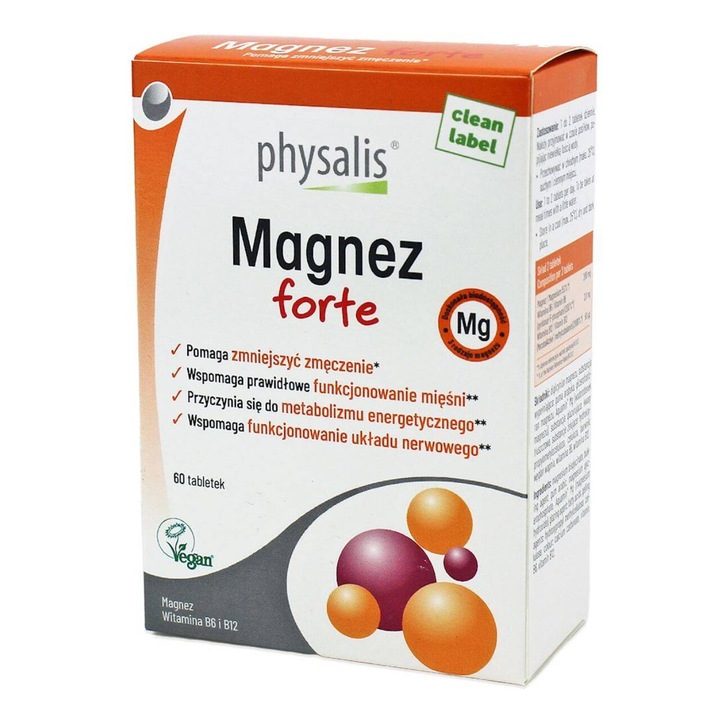 Magneziu Forte cu vitamina B6 si B12, Physalis, 60 tablete