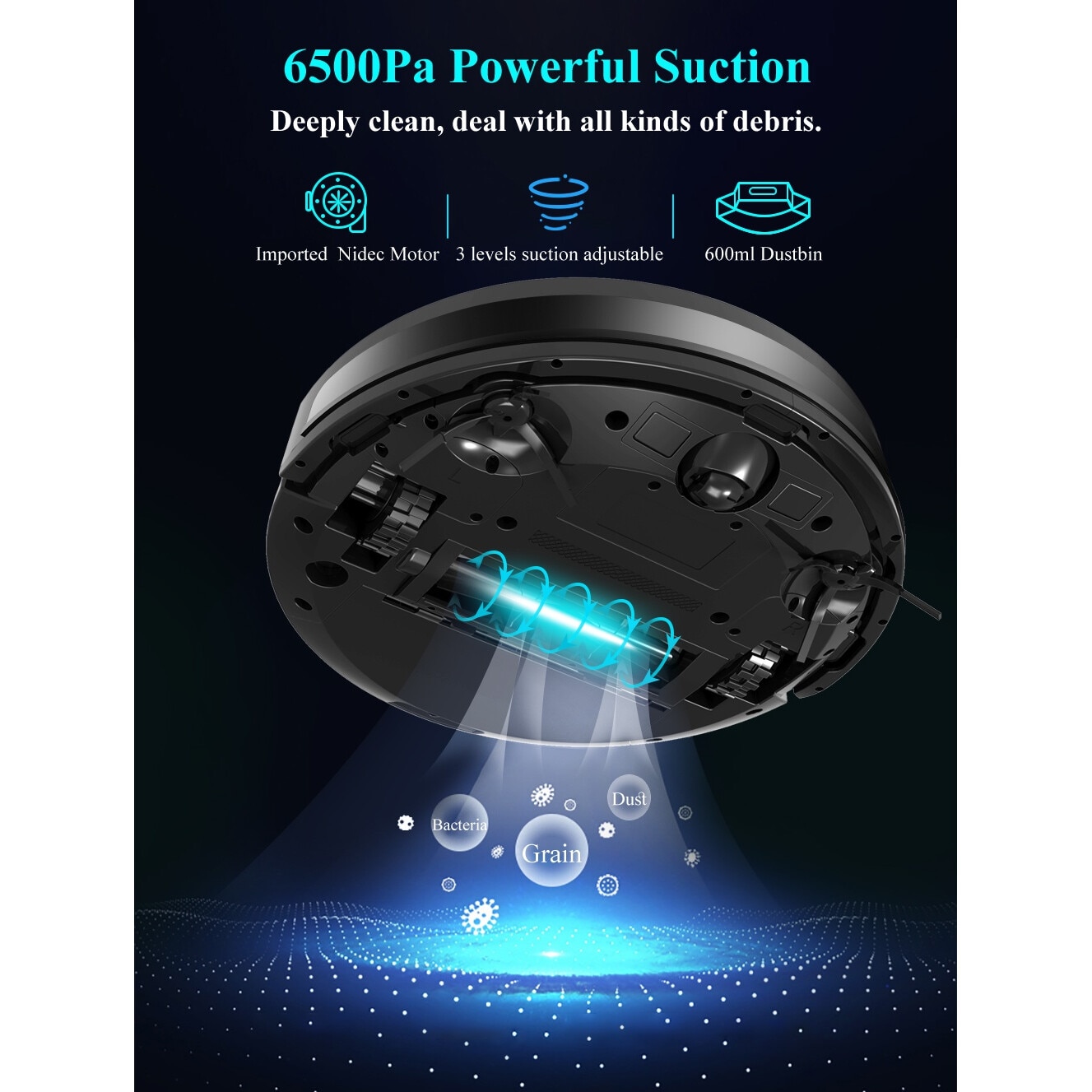Robot de aspirare ABIR X8, wifi, aplicatie Tuya, lampa UV, navigare cu laser (Lidar+SLAM double location)