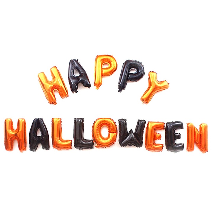 16 hüvelykes fólia lufi szett BOLDOG HALLOWEEN-t, Jormftte, fekete és narancssárga