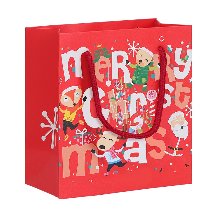 Jormftte karácsonyi ajándéktasakok, piros, 20x20x8cm, szett