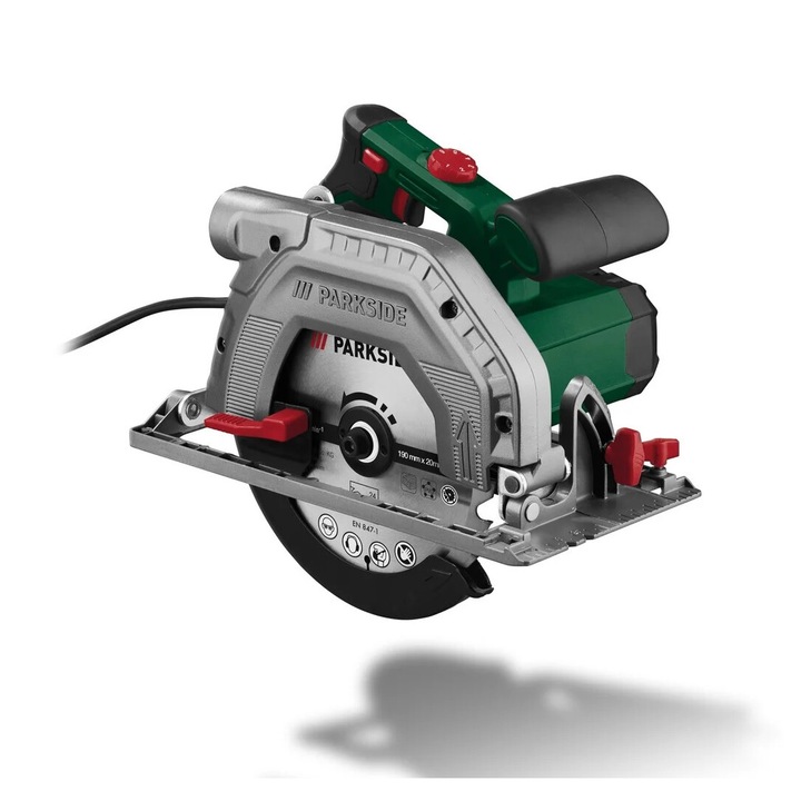 ParkSide PHKS 1350 E4 Vezetékes, elektromos kézi körfűrész + 2 db 190 mm fűrészlappal (24 és 48 fog), 1350 W