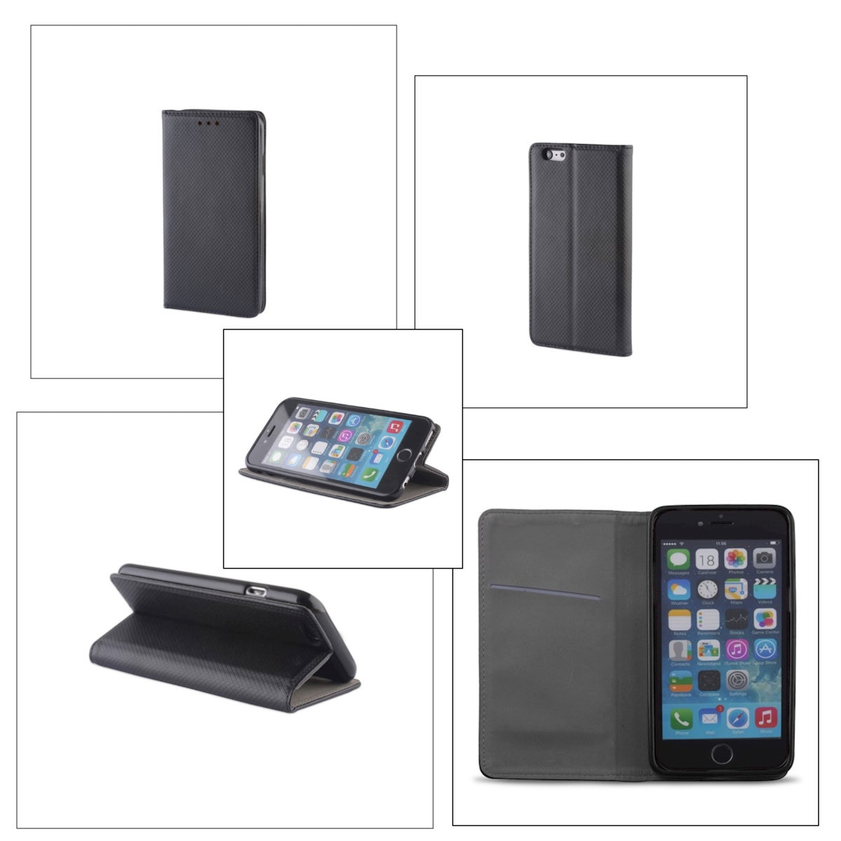 Husa tip carte, compatibila cu Motorola Moto G24 / G04, premium flip book cu inchidere magnetica si functie stand, buzunar card, negru Negru Flip cover