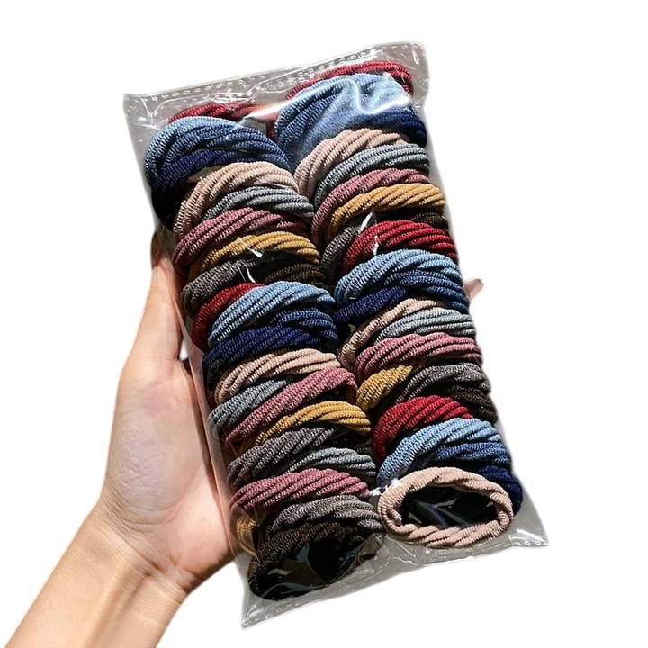 Elastic pentru par, set 50 bucati, model practic si rezistent, tematica easy life, multicolor, EFAYN