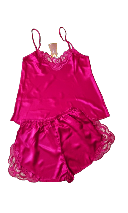 Pijama dama, material satin, marimi S/M, culoarea rosu