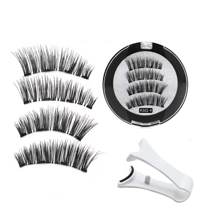 2 чифта магнитни мигли за многократна употреба Естествен вид 3D безлепилни водоустойчиви комплект водоустойчиви мигли с апликатор