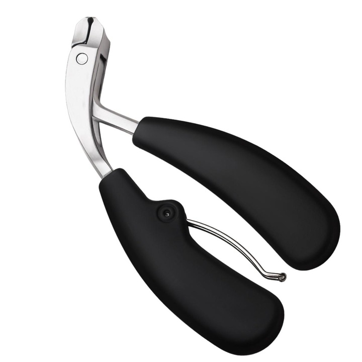 Нокторезачка с иновативен дизайн, извито острие, за дебели нокти, черно/сребристо