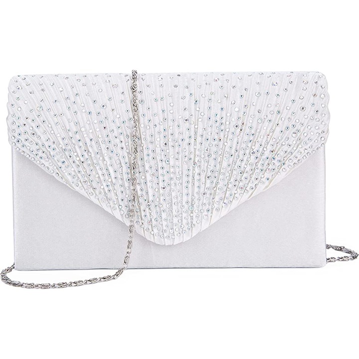 Estélyi táska, longziming, fehér, 14x31x45cm, akril anyagból