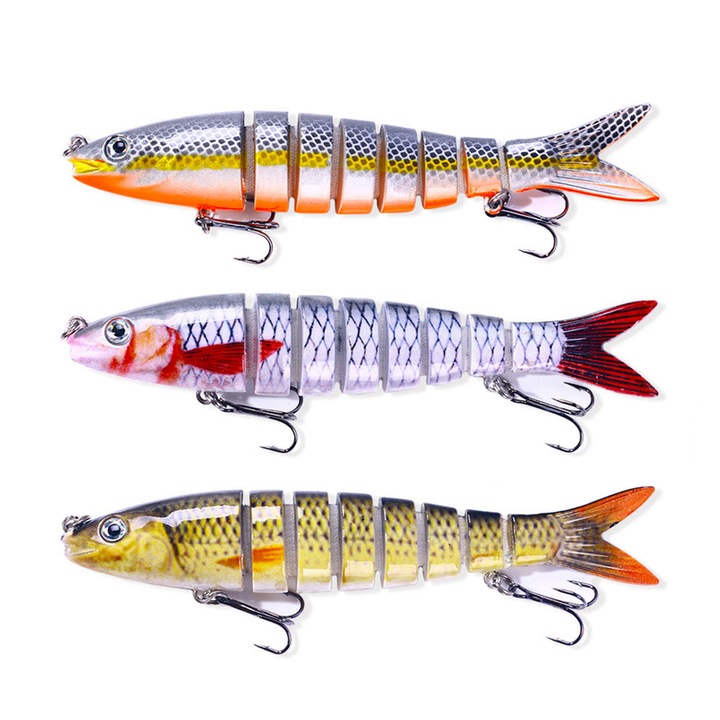 Set 3 Naluci pescuit Raptor, 8 Segmente, 13.4cm, 18g, Multicolor