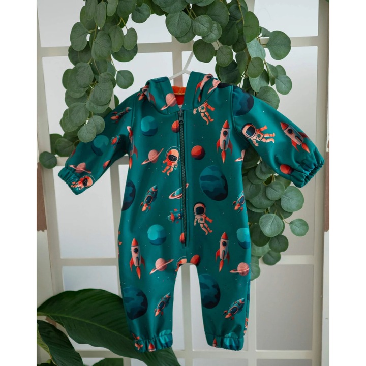 Softshell jumpsuit urhajos mintaval, Zöld/Többszínű