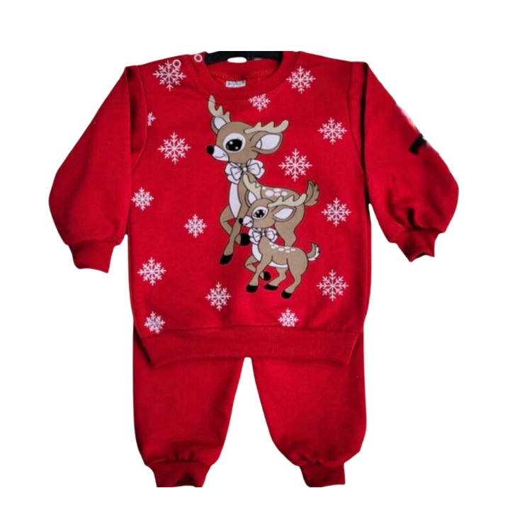 Compleu bebelus, rosu, bumbac, 18-24 luni