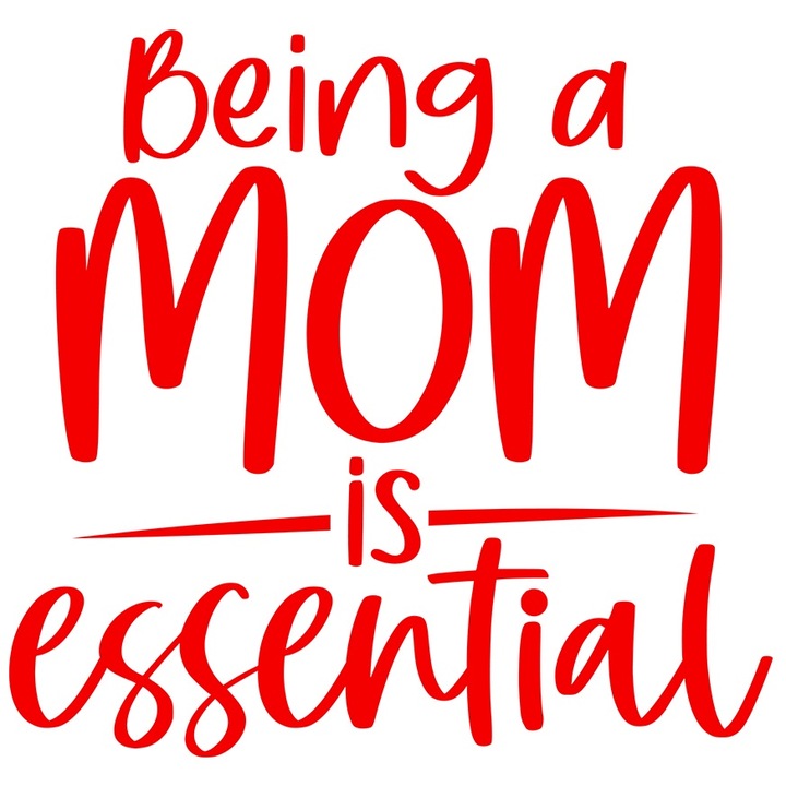 Sticker Exterior cu textul "Being a mom is essential" - sa fii o mama este esential, Vinyl Rosu, 25 cm