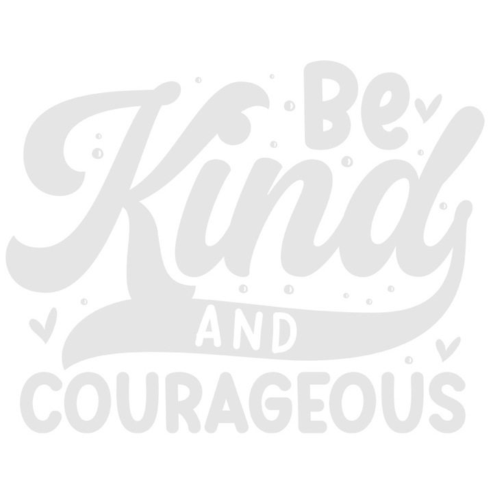 Sticker Exterior cu inimioare si textul "Be kind and courageous" - fii bun si curajos intelegere, Vinyl Alb, 20 cm