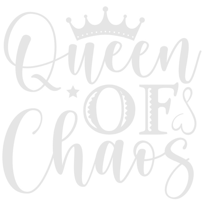 Sticker Exterior cu o coroana regala si textul in engleza "Queen of chaos" - regina haosului, Vinyl Alb, 50 cm