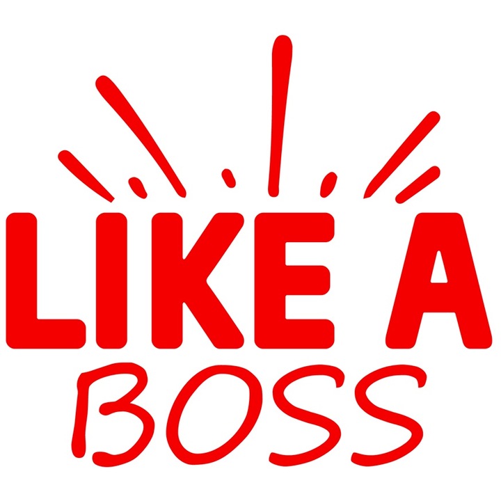 Sticker Exterior cu textul in engleza "Like a boss" - ca un sef, Vinyl Rosu, 25 cm