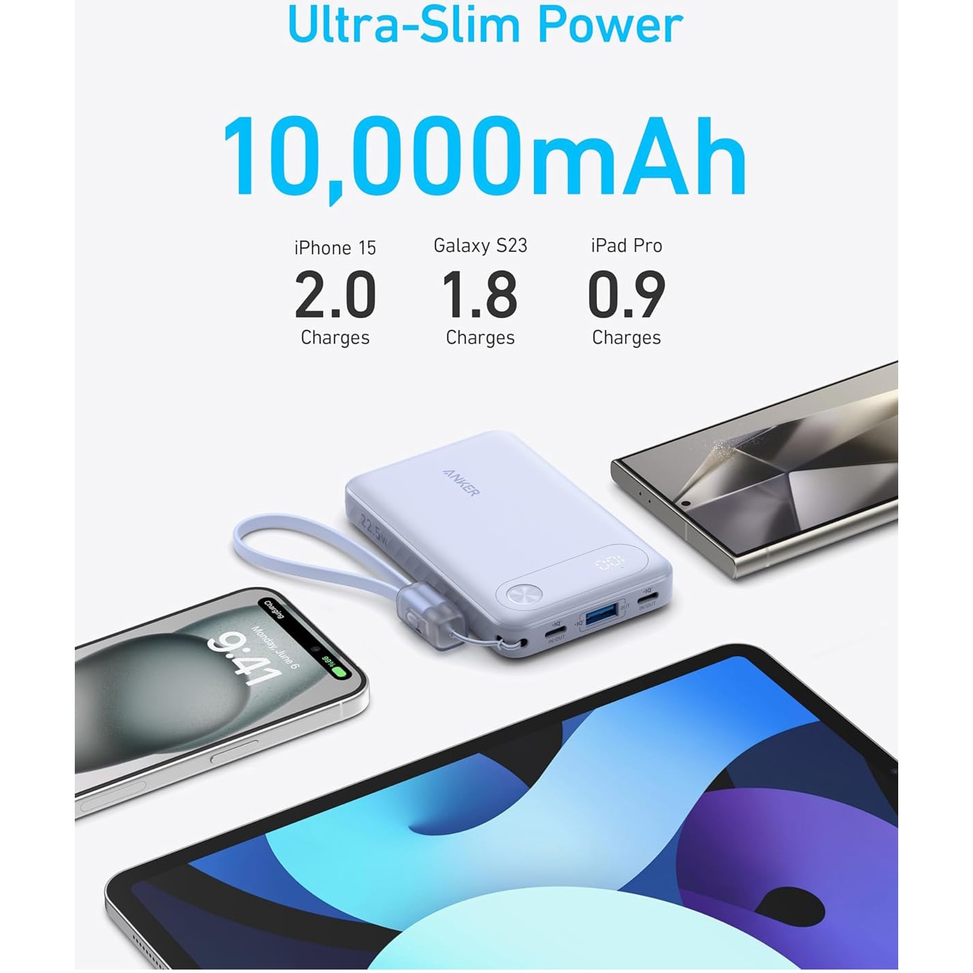 Acumulator extern Anker Powercore 10000 mAh 22.5W cablu USB-C