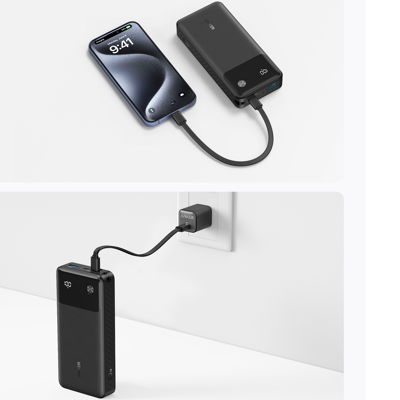 Acumulator extern Anker Powercore 20000 mAh 30W cablu USB-C negru