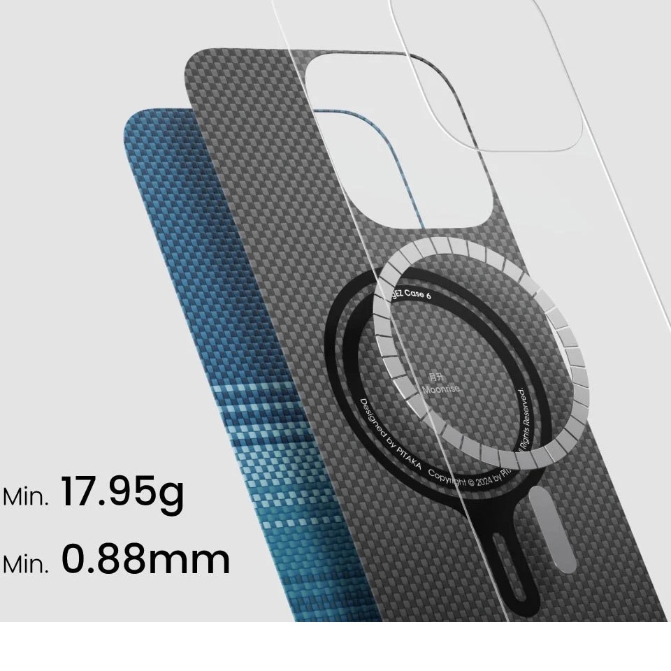 Husa de protectie Pitaka Tactile Woven Aramida Magsafe pentru iPhone 16 Moonrise