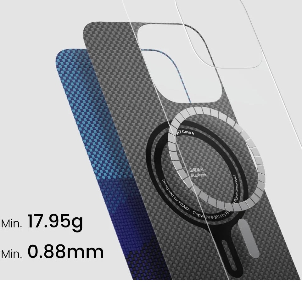 Husa de protectie Pitaka Tactile Woven Aramida Magsafe pentru iPhone 16 Pro StarPeak Over the Horizon