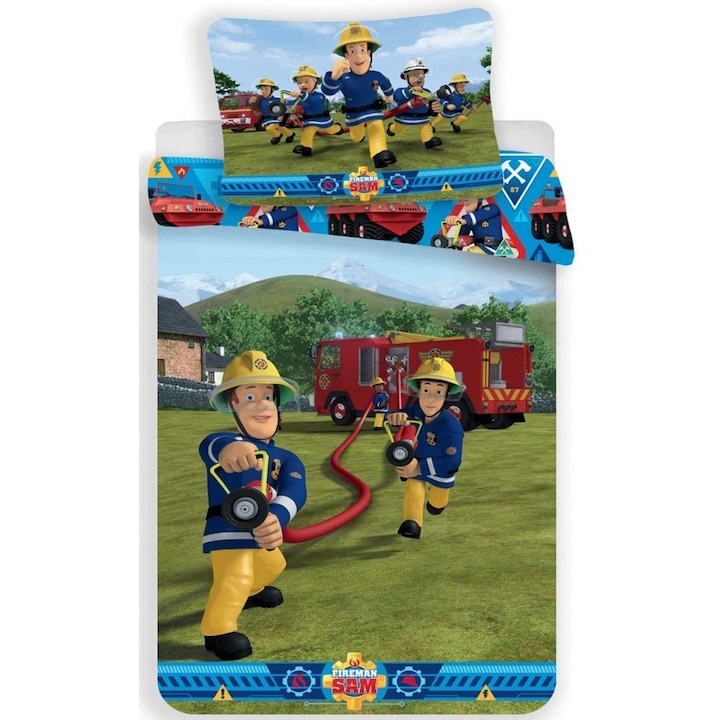 BLOKKOLVASam a tűzoltó, Fireman Sam ágyneműhuzat 140×200cm, 70×90 cm