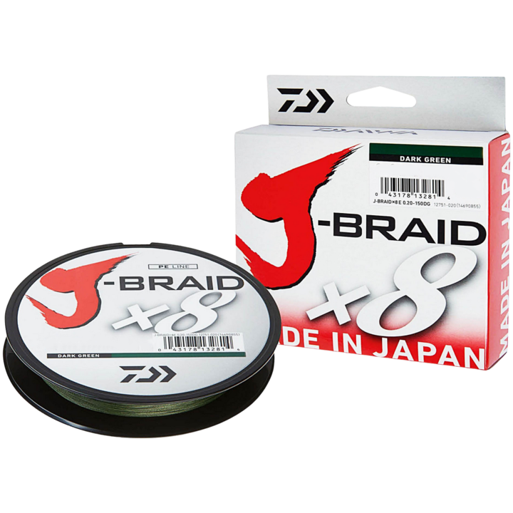Fir textil Daiwa J-Braid 8x Dark Green, 150m, 0.13mm