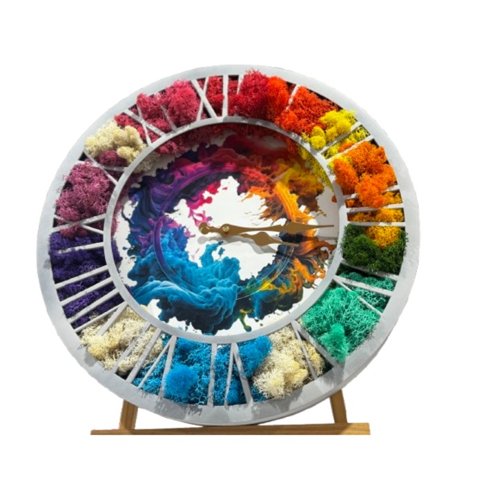 Ceas cu licheni decorativi, Diametru de 40cm