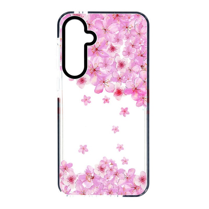 Husa FlowerPop pentru Samsung Galaxy S24, Design fantasy cu flori si confetti, Silicon anti-alunecare, Margini ridicate pentru protectie suplimentara, Anti-zgrieturi si anti-amprente, Multicolor roz