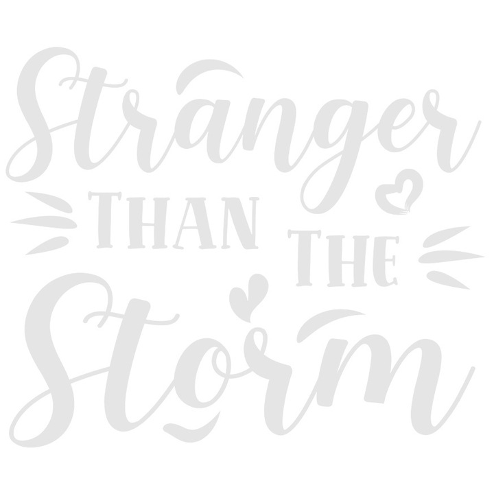 Sticker Exterior cu inimioare si mesajul "Stranger than the storm" - mai ciudat decat furtuna, Vinyl Alb, 30 cm
