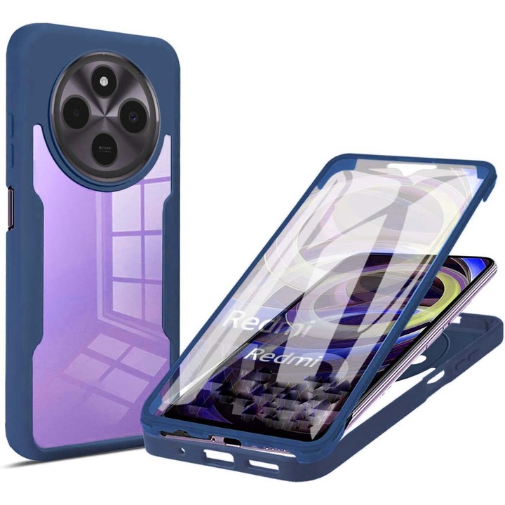 Aiyando 360-as csomag, Fólia beépített fóliával Xiaomi Redmi 14C Cover360-hoz elöl / hátul, kék