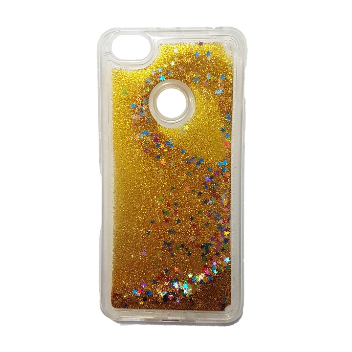 Husa Liquid Glitter case FUN pentru Samsung Galaxy S6, G290, Gold
