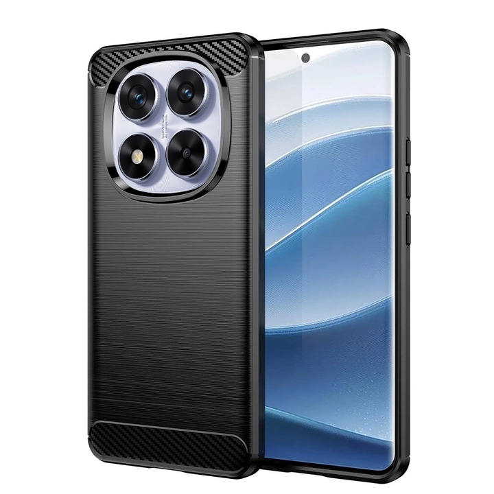 Кейс за Xiaomi Redmi Note 14 Pro 5G / Poco X7 карбонов силиконов черен