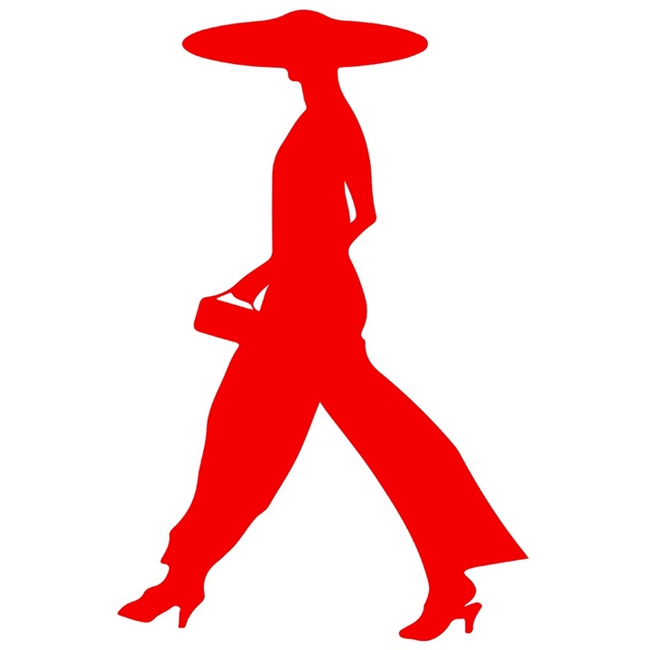 Sticker Exterior cu o femeie eleganta - poseta, Vinyl Rosu, 25 cm