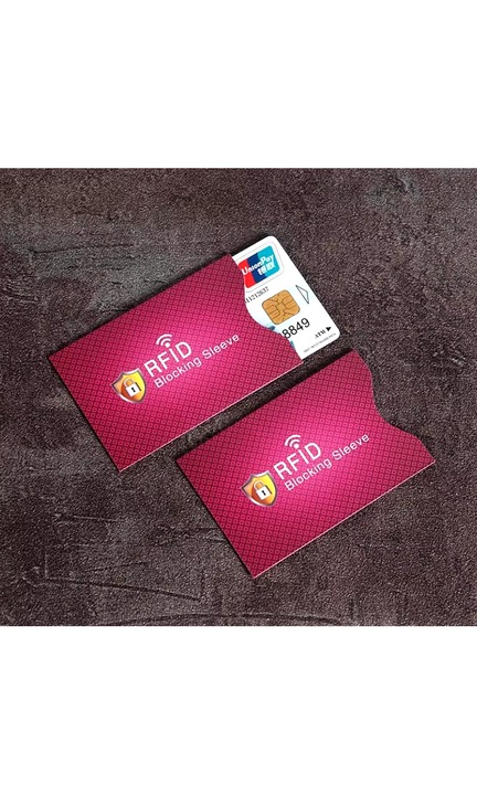 Комплект от 2 RFID защити за банкова карта - Блокира неволни или злоупотребяващи плащания, Срещу електронно джебчийство, Лилаво, UnderShop