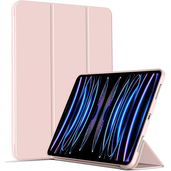 Husa pentru tableta, compatibila cu iPad Pro de 11 inchi (M4 a 5-a generatie 2024), husa inteligenta, trezire/dormire automata, Roz
