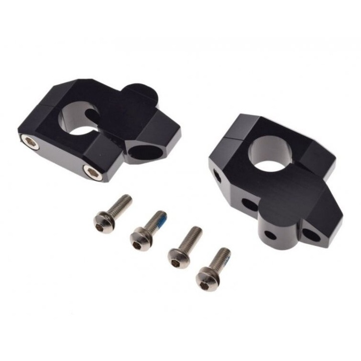 Set inaltatoare ghidon 22mm, culoare negru