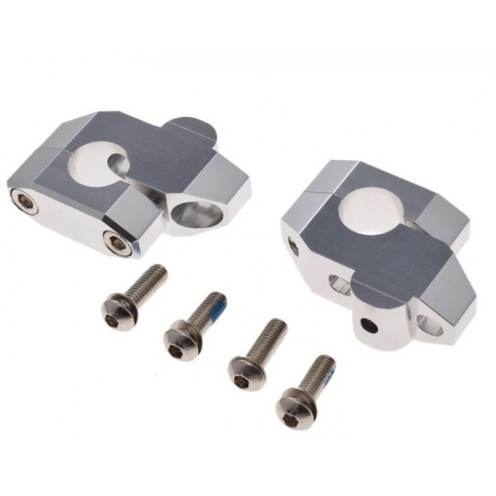 Set 2 inaltatoare ghidon 22mm, culoare argintiu