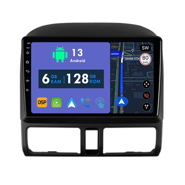 Navigatie GPS CarPlay Radio pentru Honda CR-V 2 CRV 2001-2006 Android Auto Stereo Bluetooth Ecran Tactil 6GB RAM, 128GB ROM