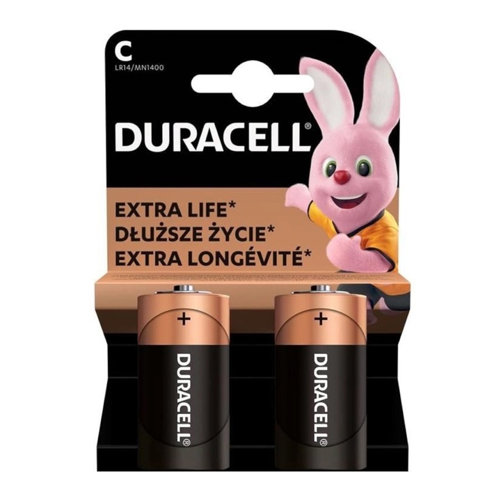 Baterie Alcalina Duracell Basic R14 C, 2 Bucati, Blister