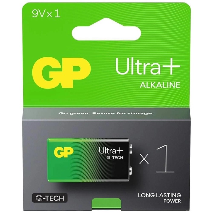 Set 2 x Baterie Alcalina UltraPlus GP 9V